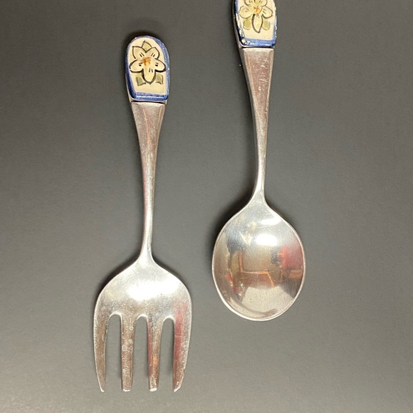 Aluminum Metal Salad Spoon Fork Serving Set - Picture 7 of 10